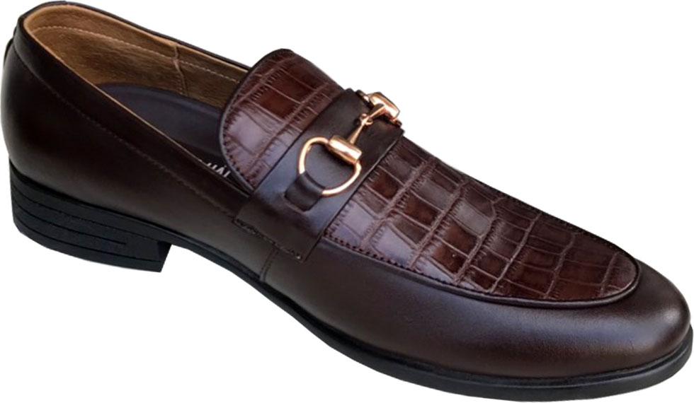 Giày tây nam Trường Hải da bò dập vân cá sấu màu nâu cao cấp đế cao 4cm GT210