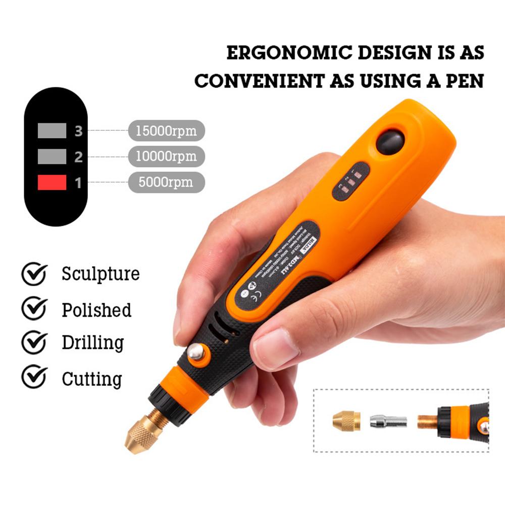 Bộ 46 Cái Máy Mài Điện 3.6V Bút Mài Có Thể Sạc Lại USB Bút Máy Khoan Điện Cầm Tay Mini 3 Tốc Độ Với Nhiều Phụ Kiện Để Khắc Mài Khắc Khoan