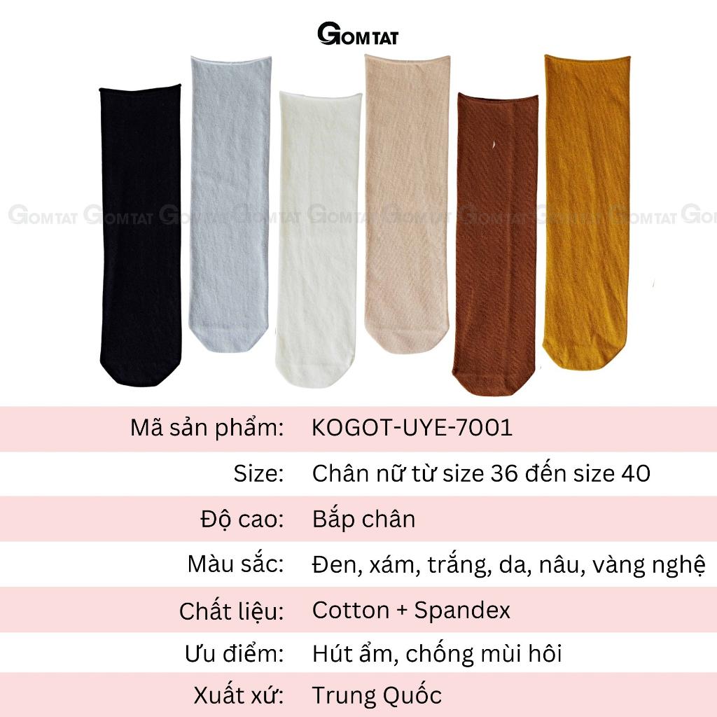 Tất nữ cổ cao trơn đa dạng màu sắc, vớ cao cổ nữ chất liệu cotton mềm mại, thoáng mát êm chân - KOGOT-UYE-7001-1DOI