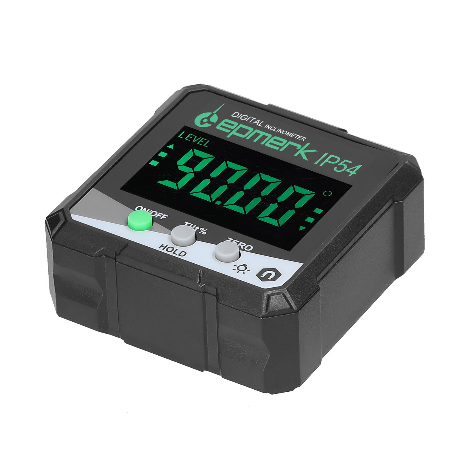 IP54 4*90° Portable Digital Inclinometer LCD Backlight Digital Protractor Slope Meter Digital Angle Ruler Single-side Magnetics Multifunctional Protractor Absolute Relative Mesuring Mode Data Hold