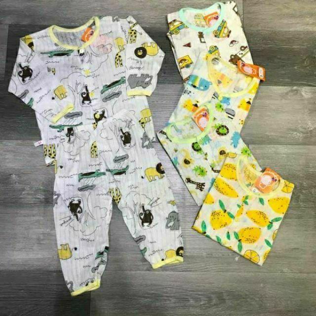 Bộ cotton giấy dài tay cài cúc giữa