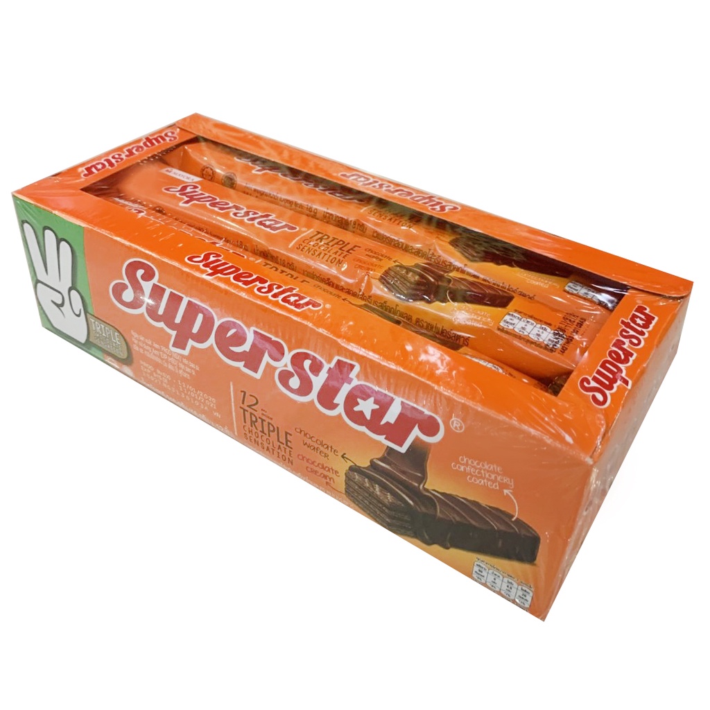 Bánh Xốp Phủ Socola Superstar - Hộp 192g (12 thanh x 16g)