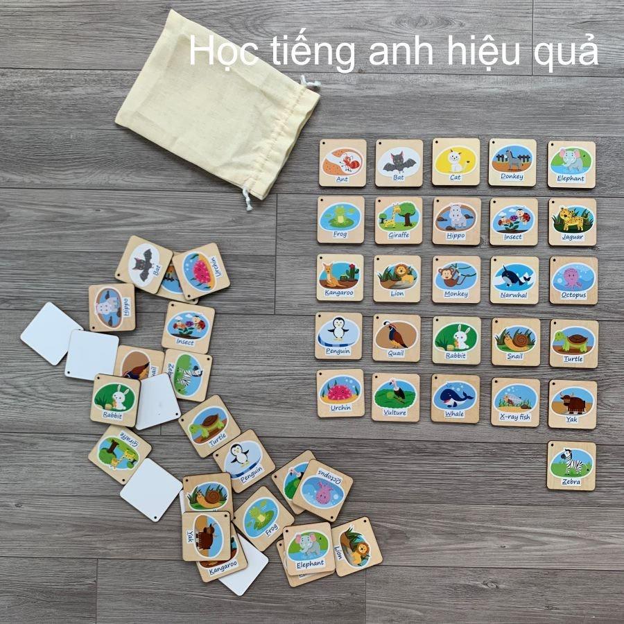 Trò chơi Tìm cặp hình giống nhau - Memory Games bằng gỗ nhiều chủ đề hỗ trợ học Tiếng Anh