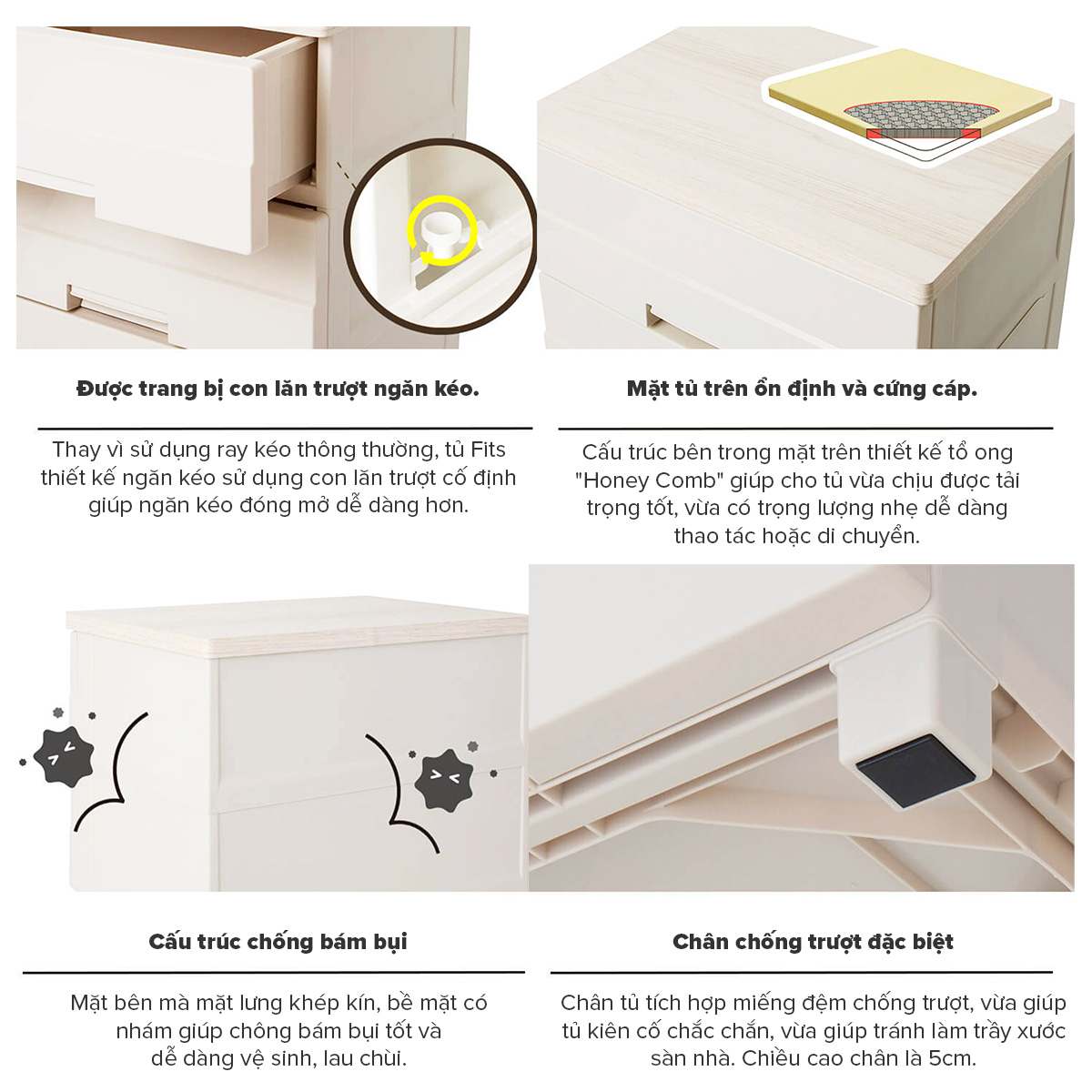 TENMA Tủ Quần Áo Fits Plus Easy JAPAN QUALITY, Lắp Được Bánh Xe, Mặt Tủ Ceramic, Chống Bám Bụi