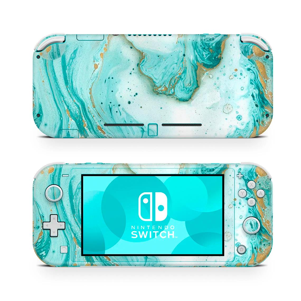 Skin decal dán Nintendo Switch Lite mẫu vân marble xanh (dễ dán, đã cắt sẵn)