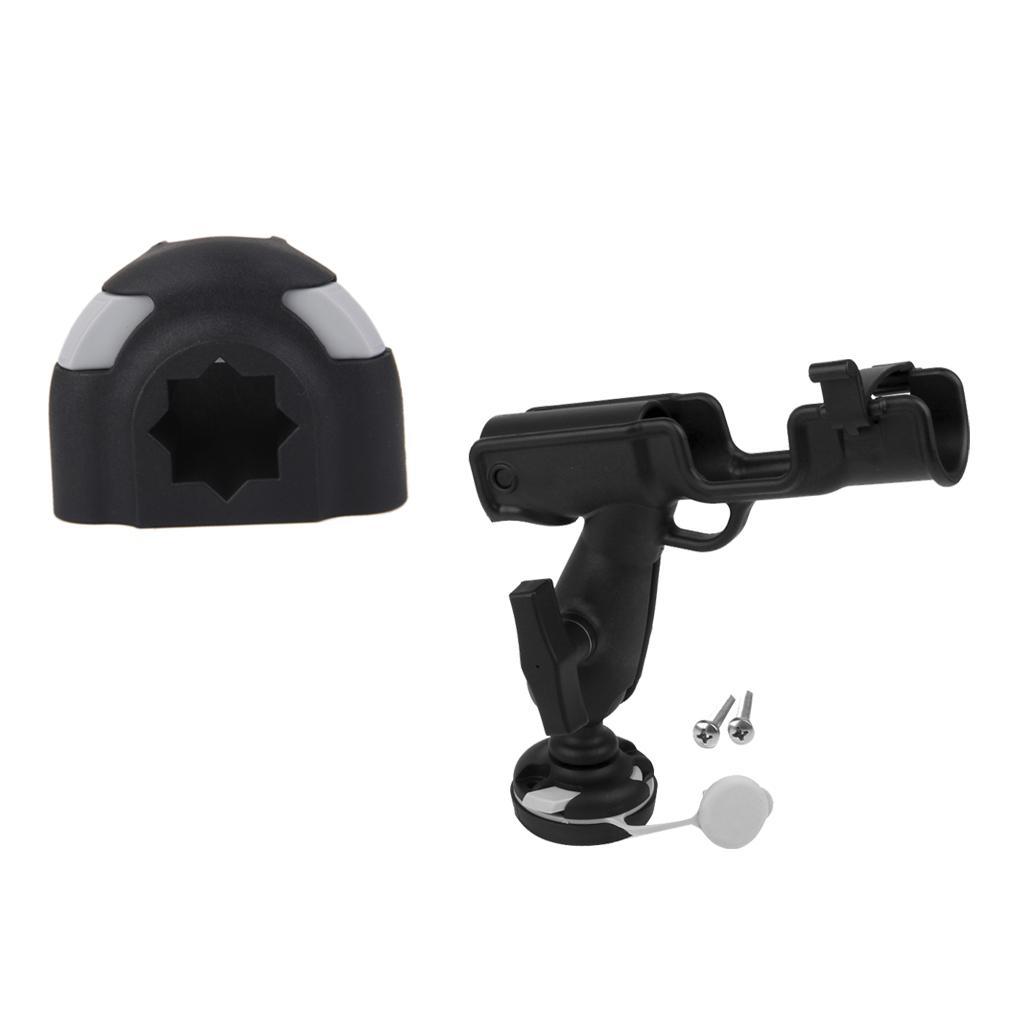 Adjustable 360 Degree Swivel Side Rail Flush Mount Boat Kayak Fishing Rod Pole Holder Rack Bracket & Support Mount Base Tackle Kit Accessories