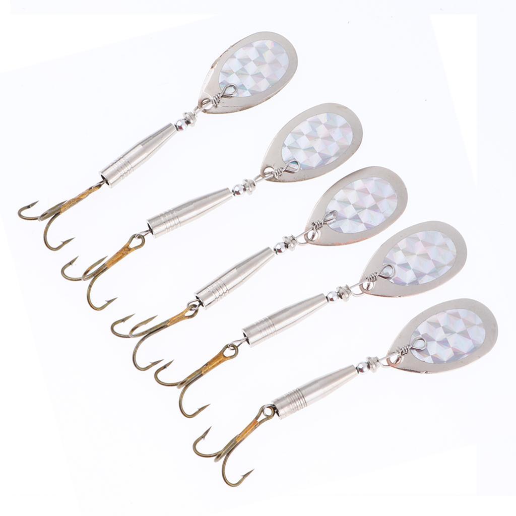 5pcs Fishing Lure Spinnerbait, Bass Trout Salmon Hard Metal Spinner Baits Kit