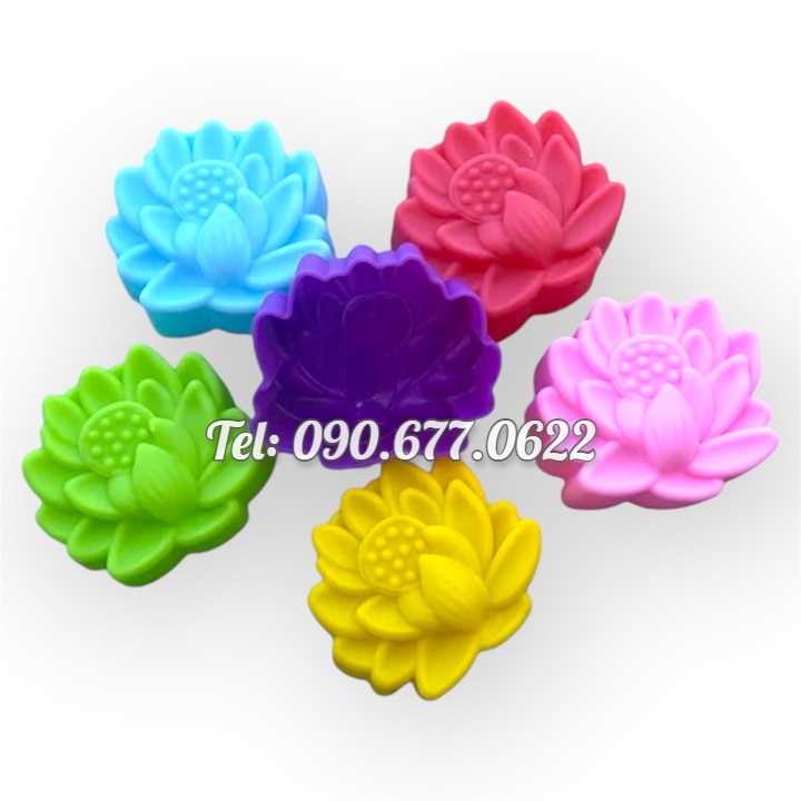 Bộ 10 khuôn silicon 3 lớp làm bánh, rau câu, bánh bông lan, bánh da lợn, bánh Cookie hoa sen nở – Mã số 1168