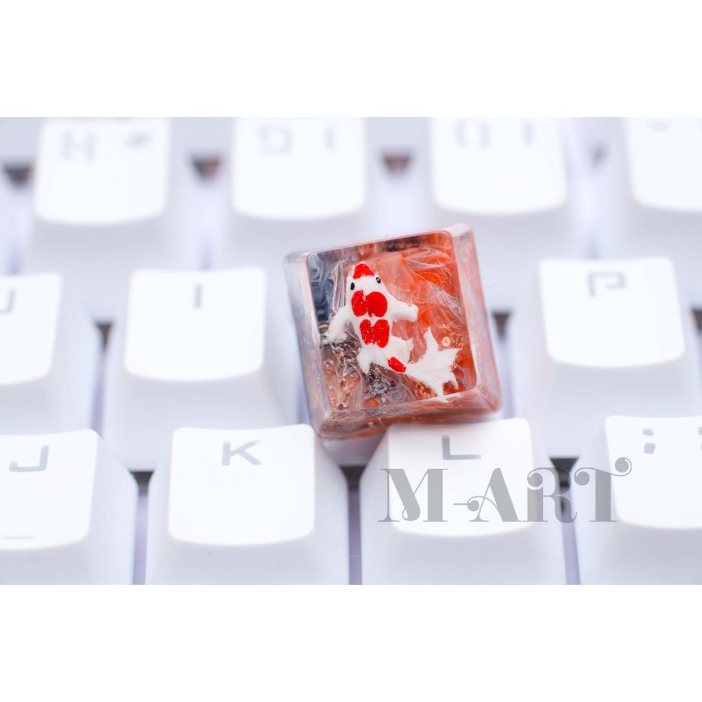 Nút dành cho bàn phím cơ cá koi phối màu san hô tiểu cảnh - Fishes Koi Keycap artisan handmade