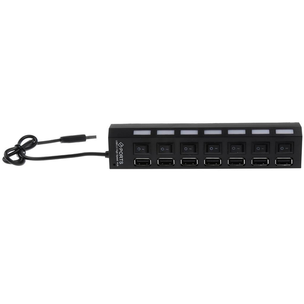 USB 2.0 Hub 7 Port Speed 480Mbps for PC laptop with LED on/off switch