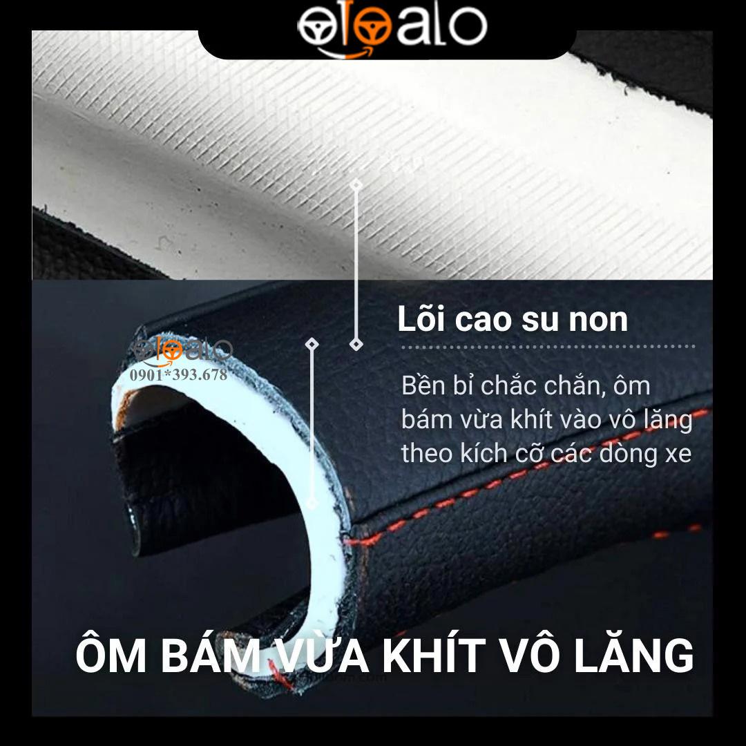 Bọc vô lăng D cut xe ô tô Kia K3 volang Dcut da cao cấp - OTOALO - Đen chỉ đỏ