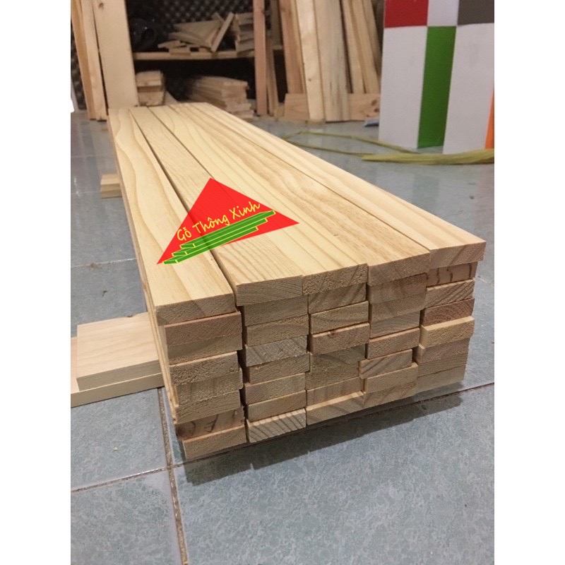 Thanh gỗ thông dài 1m2, rộng 4cm, dày 1.5cm bào láng 4 mặt đẹp dùng làm khung sườn, trang trí, đóng vật dụng