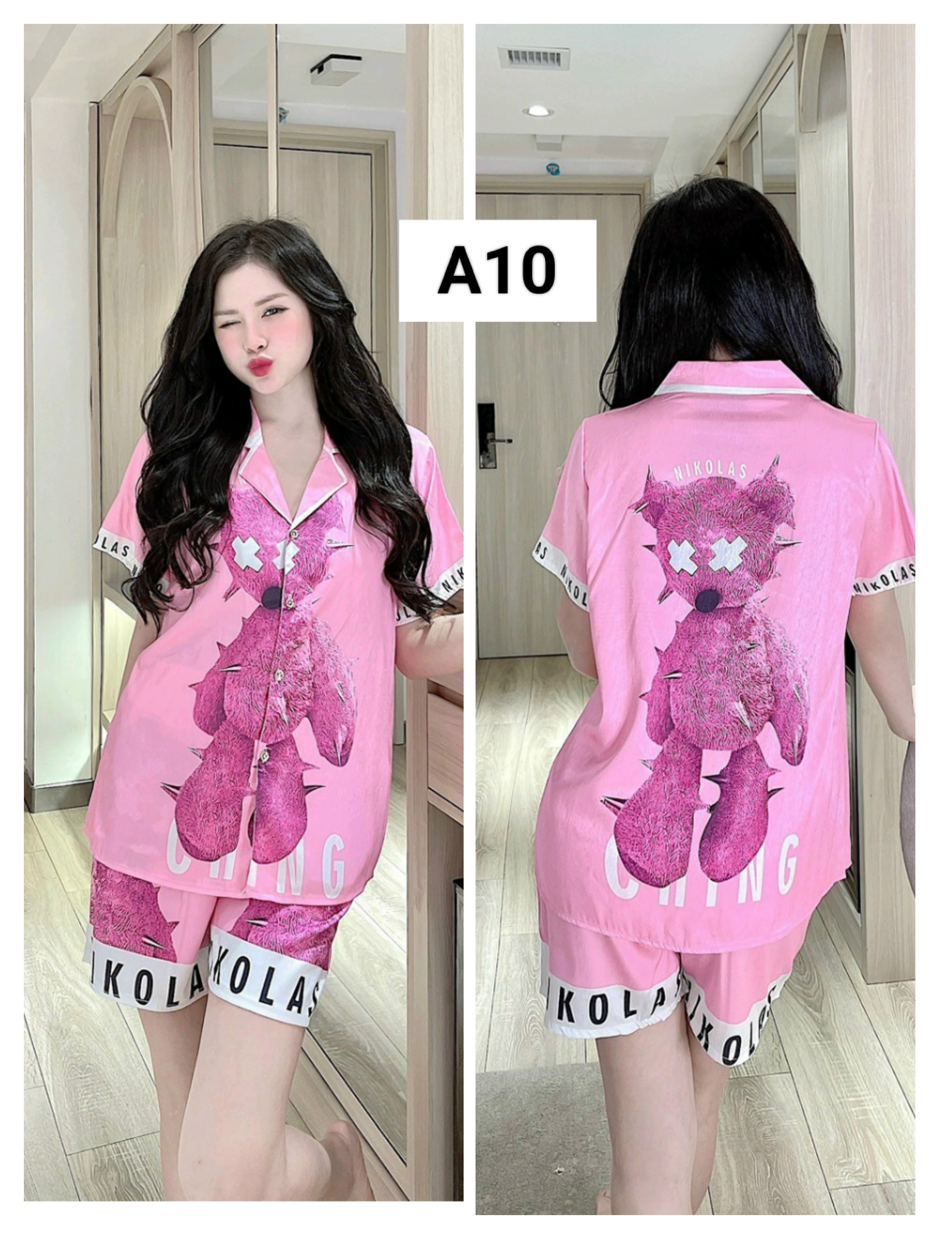 Bộ đùi lụa xước cao cấp mềm mát bộ mặc nhà nữ có túi A10