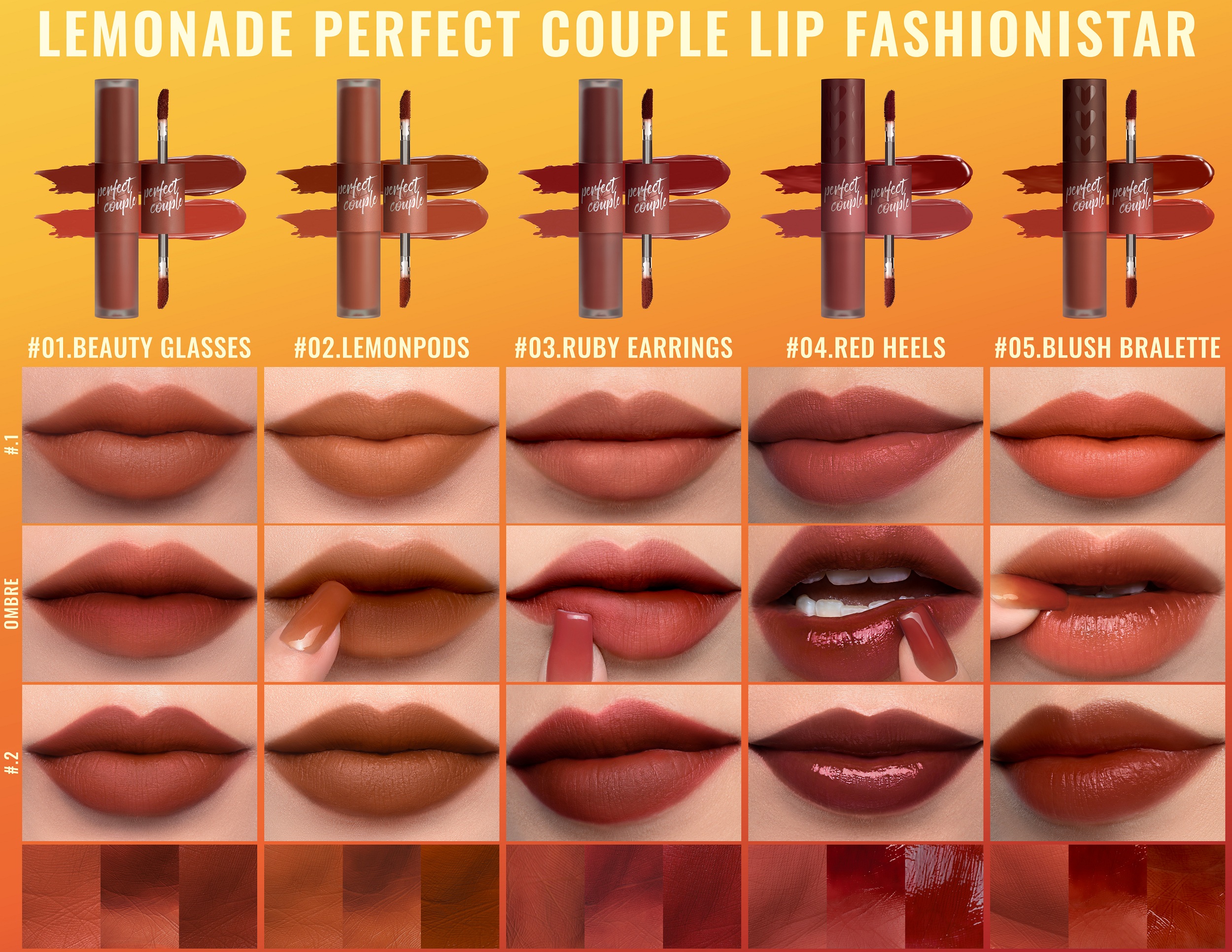 Son kem 2 đầu Lemonade Perfect Couple Lip Fashionistar 8g