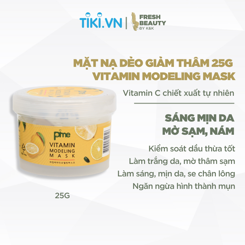 Mặt nạ dẻo Pime Vitamin C Modeling Mask trắng da, giảm nám, làm mờ sắc tố, hạn chế dầu thừa, mụn 25g