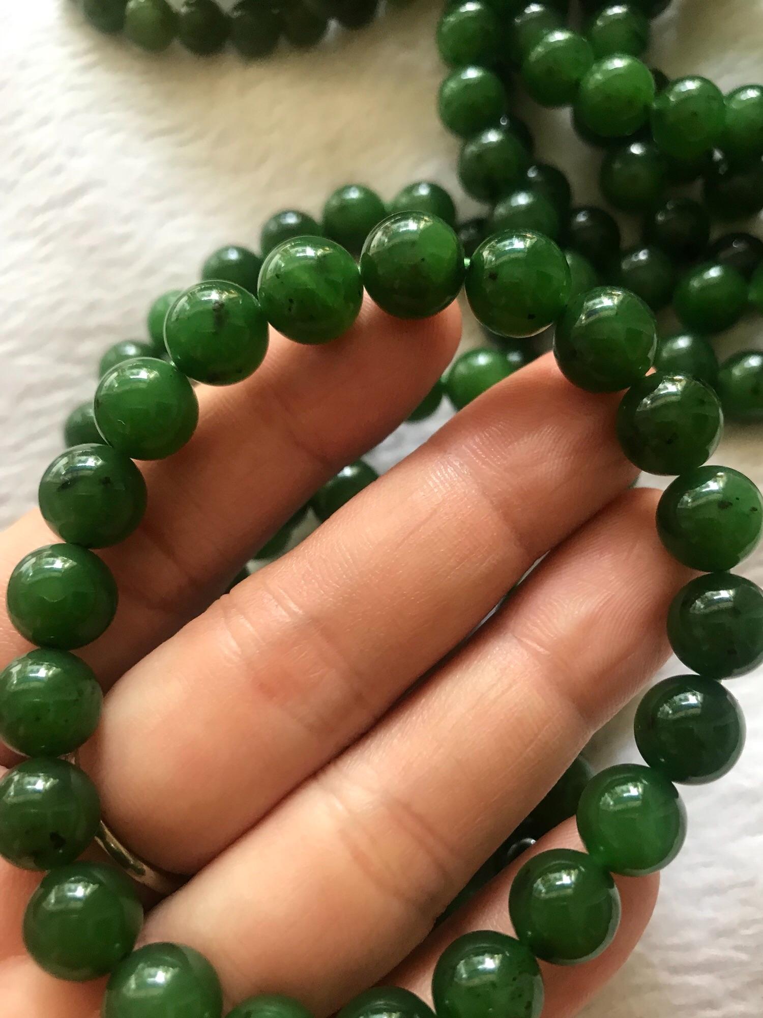 Vòng tay Ngọc Jade Xanh Ngọc Bích 9,5mm Chất đẹp hợp Nữ mạng Mộc Hỏa Thủy ạ