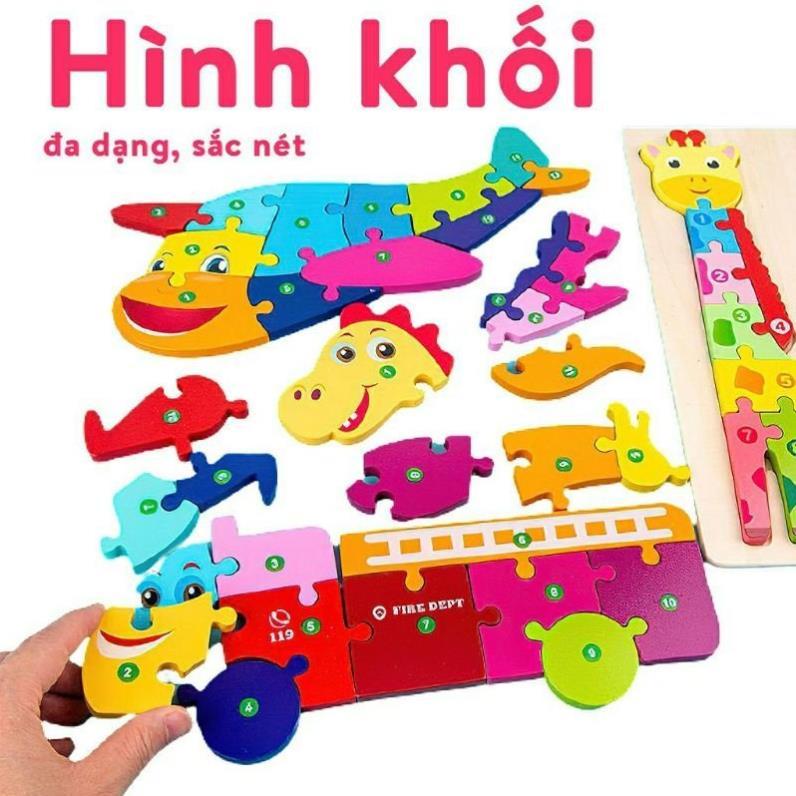 GHÉP HÌNH NỔI THEO SỐ- ĐỒ CHƠI GỖ