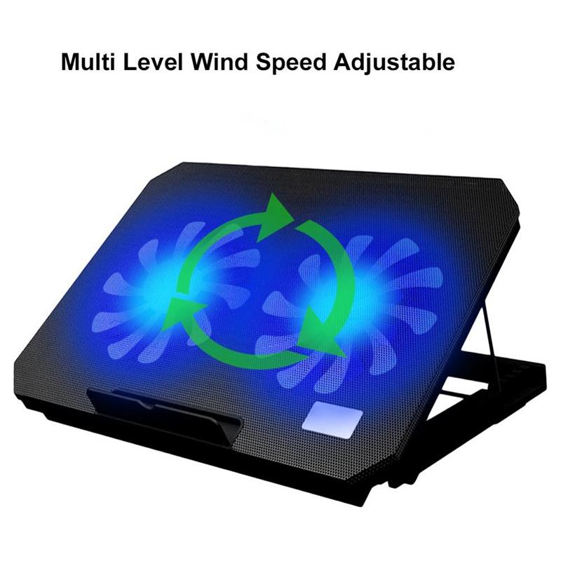 Ế Tản Nhiệt Laptop N99 COOLING PAD Cho LaptĐop Macbook Từ 11 đến 17 inch Đèn Led 2 Quạt Chống ồn 4 Mức Chỉnh Độ Cao