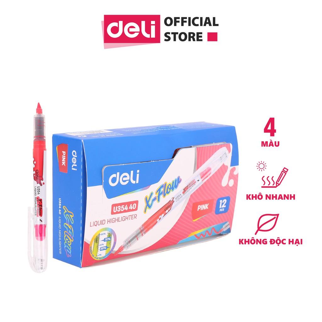 Bút nhớ dòng Deli - dấu dòng, highlight - Mực Hồng/Xanh lá/Cam/Vàng - Combo 2 chiếc - EU35440