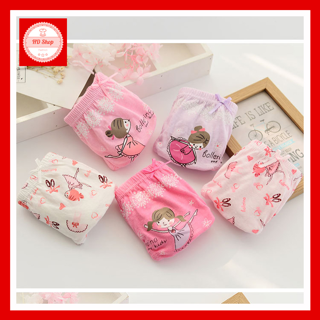 Quần lót bé gái set 5 chiếc, quần chíp bé gái kháng Khuẩn hàng xuất Hàn Quốc dành cho bé từ 3-10 tuổi 100% Cotton