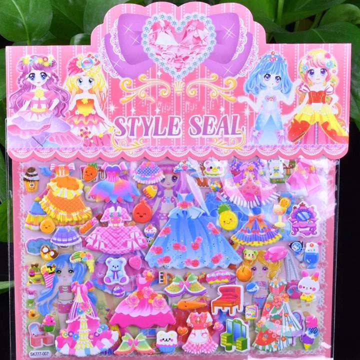 Set sticker dán 3D cao cấp phối đồ cho công chúa cùng các phụ kiện xinh yêu - ST004