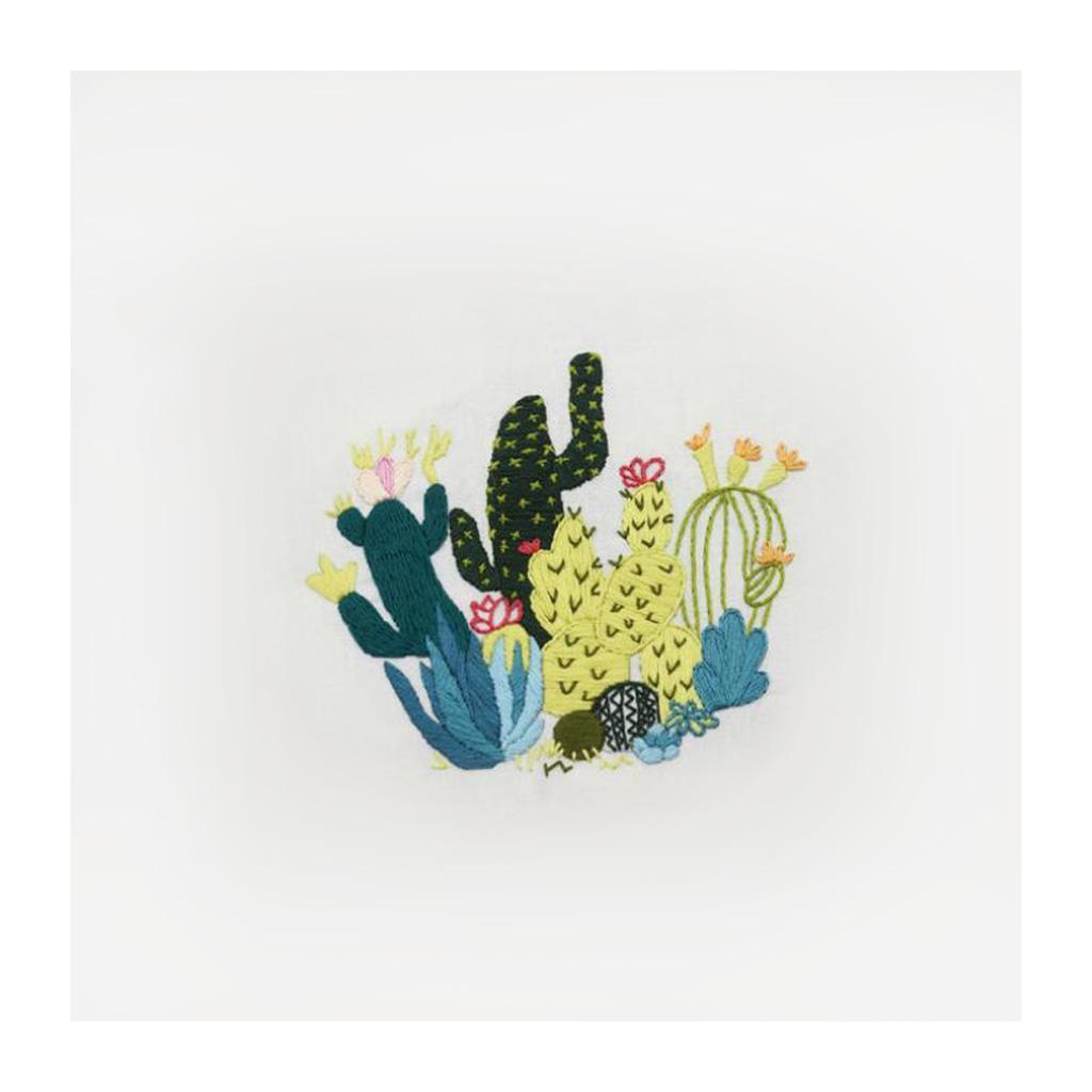 Embroidery Starter Kit Cross Stitch Kit Embroidery Cloth with Cactus Pattern