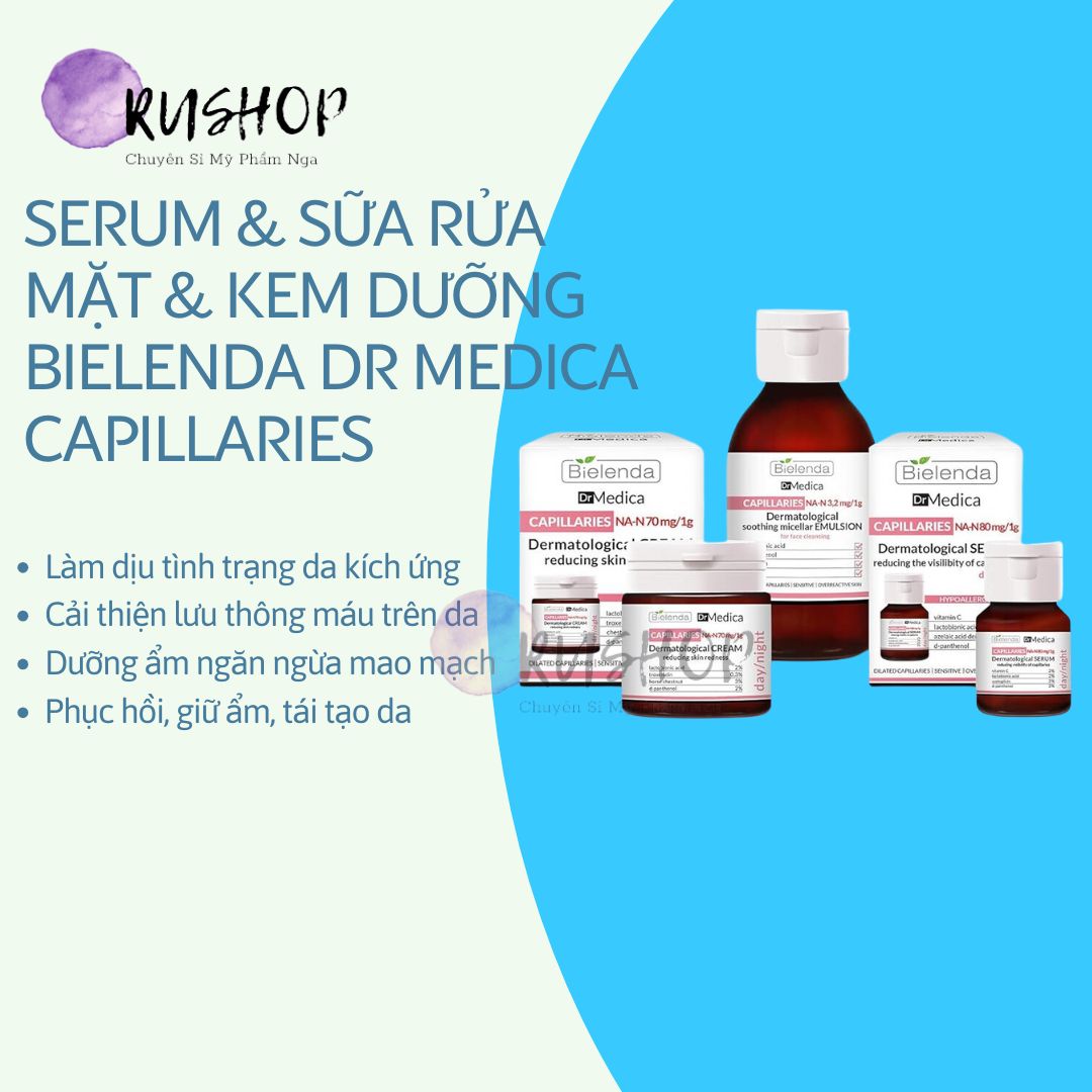 Bộ sản phẩm giảm ửng đỏ Bielenda Dr Medica Reducing Skin Redness capillaries