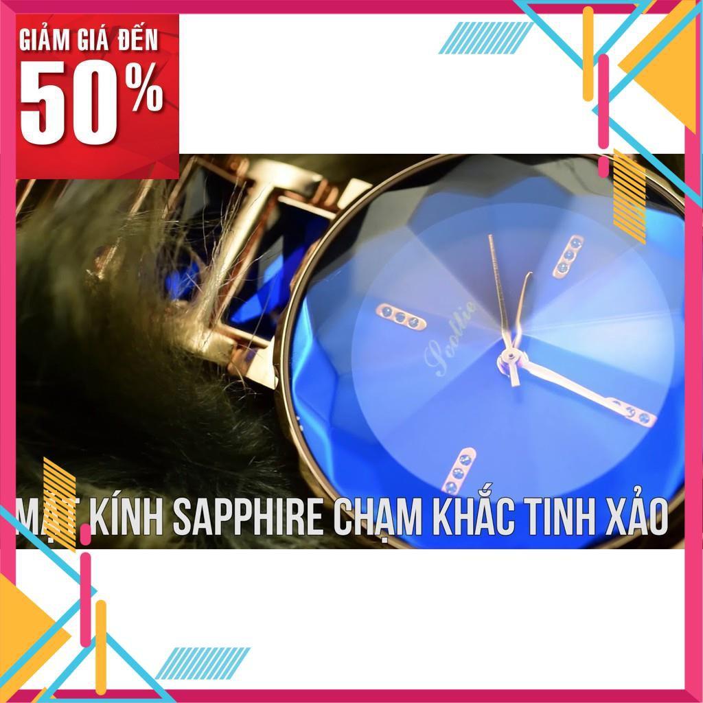 Đồng hồ nữ đeo tay Scottie mặt tròn 33mm kim cương chống nước 3atm dây thép đẹp thời trang cao cấp chính hãng