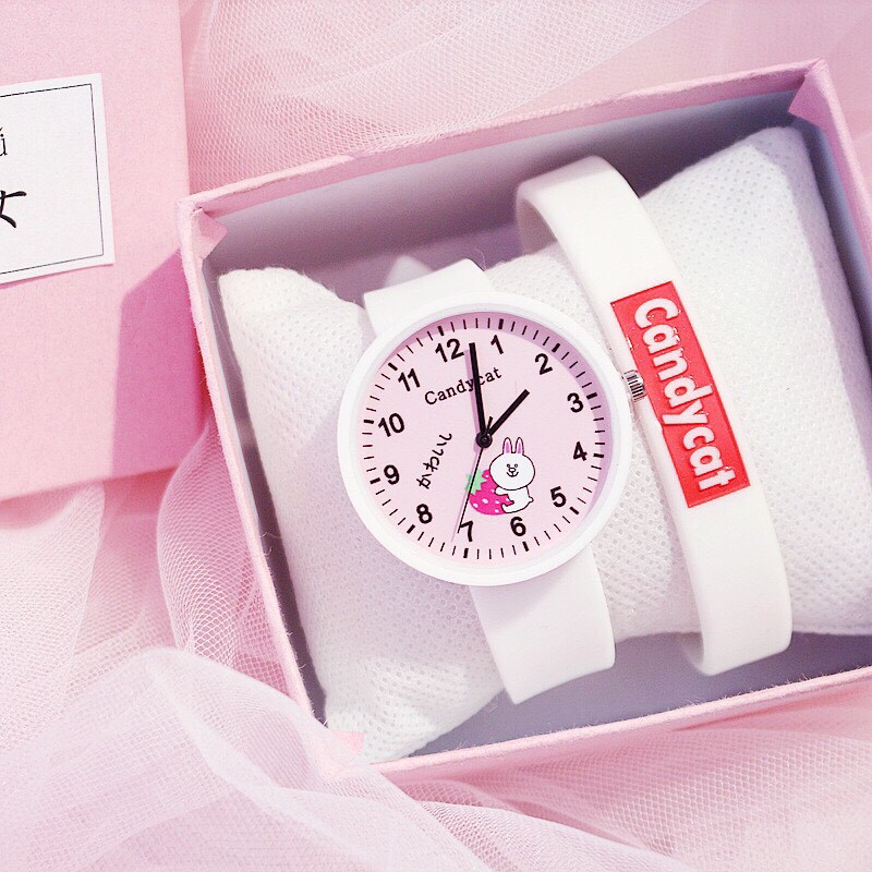 Đồng hồ thời trang nam nữ Candycat Thỏ Cony dây silicon siêu xinh