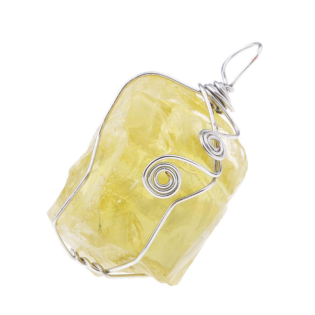 2x Wire Wrapped Citrine Quartz Crystal Gemstone Pendant for DIY Pendant Necklace Jewelry Making Creative Woman Men Gift