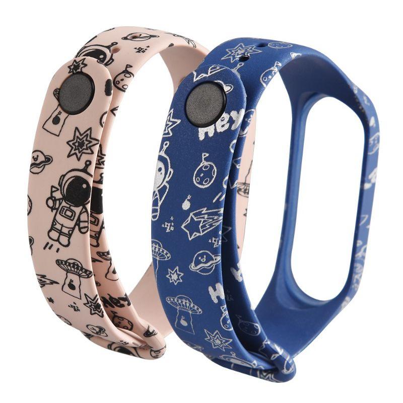Dây Đeo Cao Su Mi band 7 hoạ tiết cartoon phi hành gia dây Chất Lượng cao