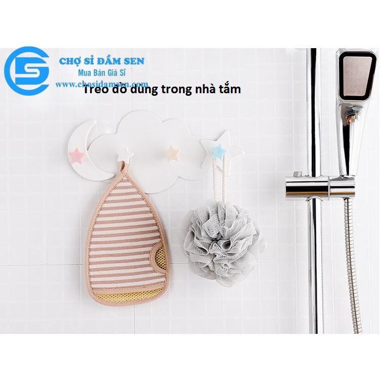 Móc treo dán tường hình đám mây siêu cute, móc treo tủ quần áo, nhà bếp, có 4 móc chịu lực