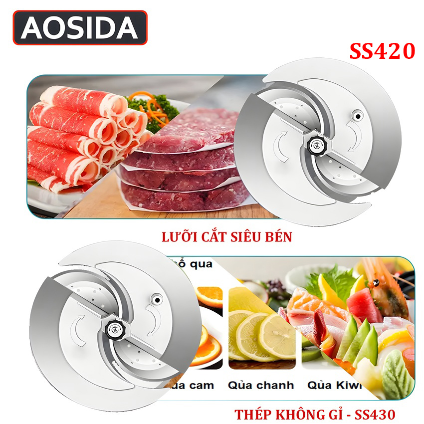 Máy thái lát rau củ quả và thịt đông lạnh tự động. Thương hiệu Anh Quốc cao cấp AOSIDA QP-D003. Hàng chính hãng