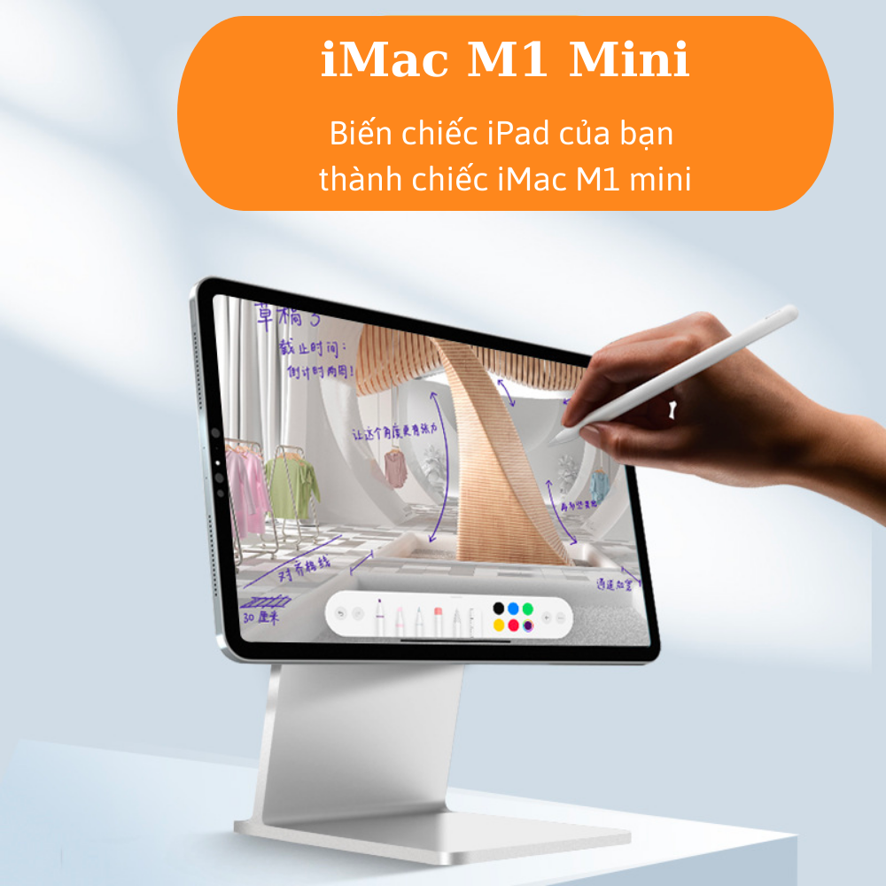 Stand/ Kệ giá đỡ nhôm hít nam châm dành cho ipad máy tính bảng kiểu iMac M1 điều chỉnh nhiều góc độ, gấp gọn - Hàng chính hãng