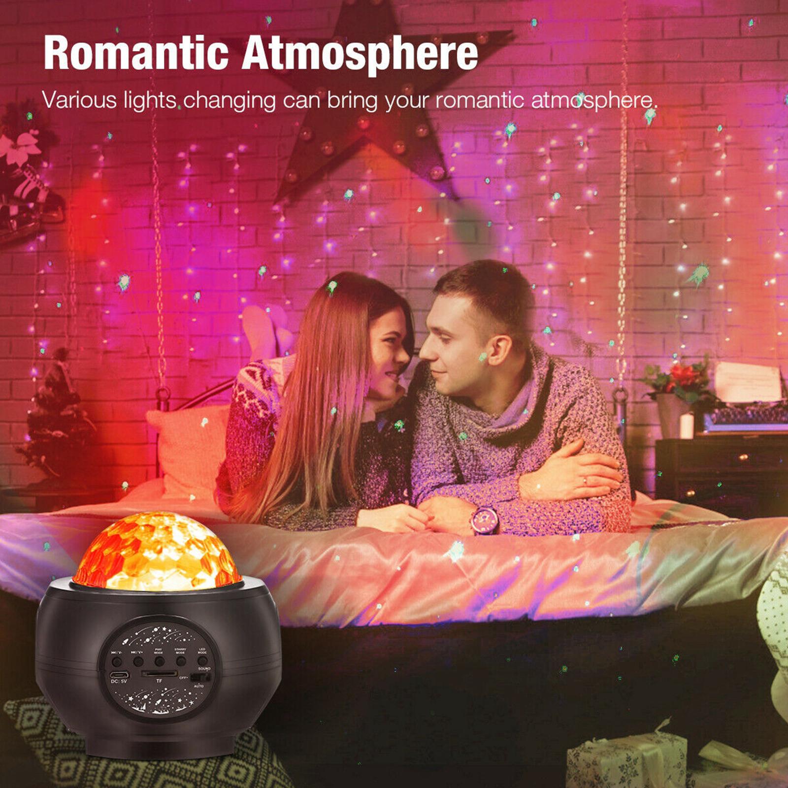 LED Star Projector Night Light, Galaxy Projector Bluetooth Speaker Starry Ocean Wave Lights Lamp for Christmas Birthday Party Stage Bedroom Wedding