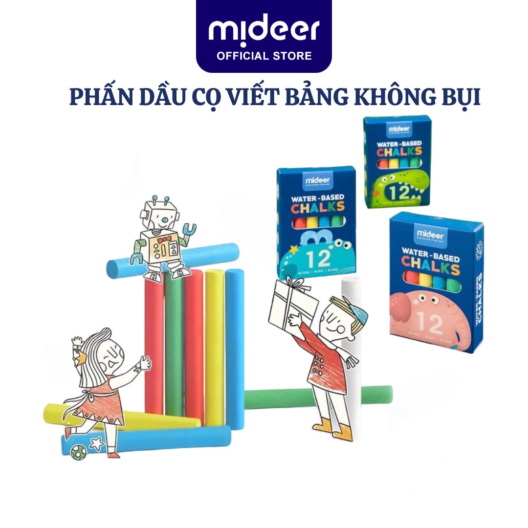 Phấn viết bảng không bụi nhiều màu dầu cọ đa năng Mideer Multifunctional palm oil chalk viết bảng tô màu trên giấy