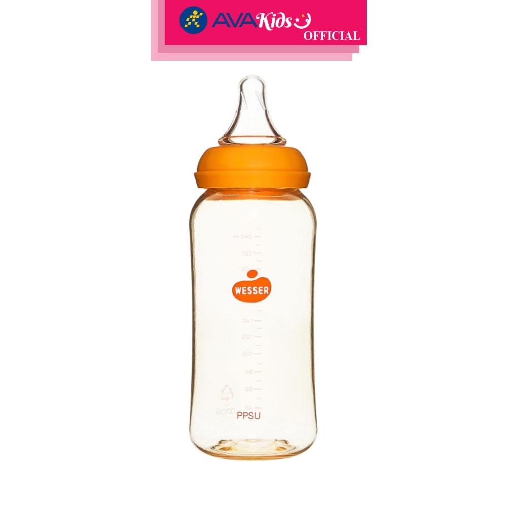 Bình sữa nhựa PPSU Wesser TBSWPP250 cổ hẹp 250 ml (4 - 6 tháng) - Hàng Chính Hãng