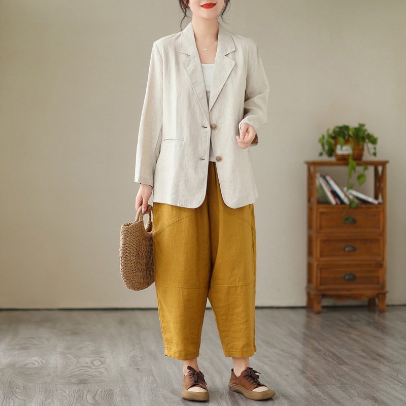 Áo Khoác Blazer Dáng Rộng Thời Trang Công Sở Cho Nữ, Chất Linen Cao Cấp,Màu Sắc Trẻ Trung