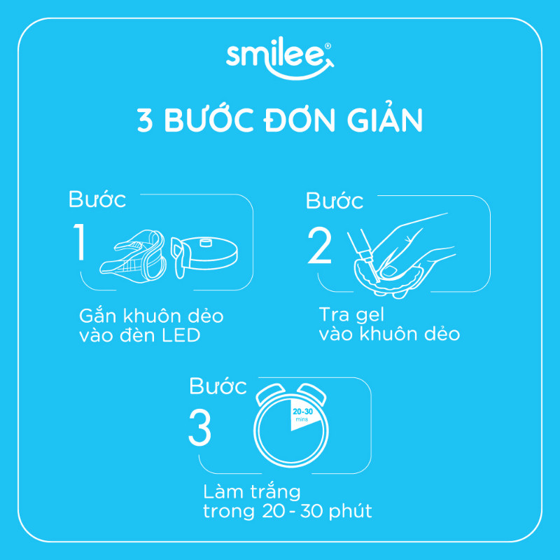 Bộ tẩy trắng răng tại nhà Smilee - Nhập khẩu USA - Làm trắng răng lên từ 3 - 6 tone chỉ với 20 phút - Đạt chuẩn ISO 22716:2007