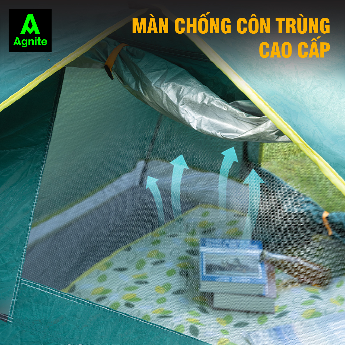Lều cắm trại tự bung 2 cửa cao cấp Agnite dành cho 2-4 người, chống nước, ít hấp thụ nhiệt - VS4001/VS4002
