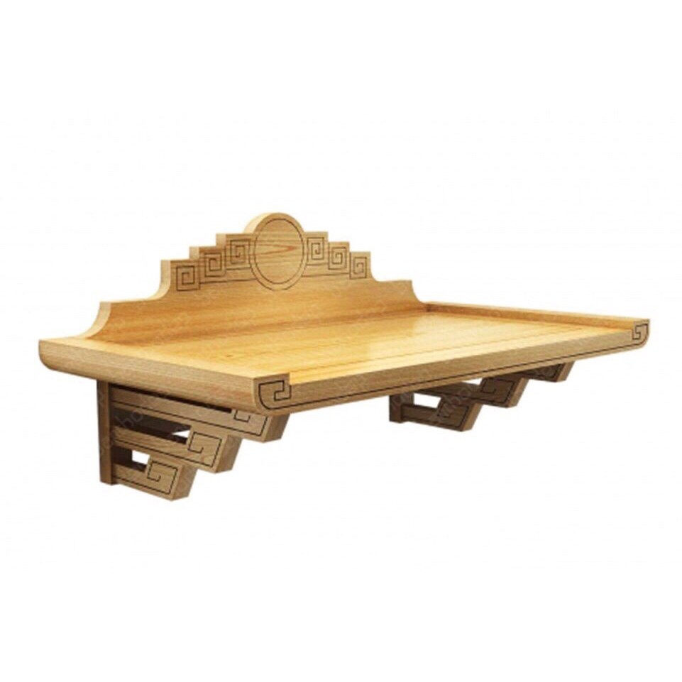 Bàn thờ treo triện gỗ sồi 107cm kèm chữ, chắn khói