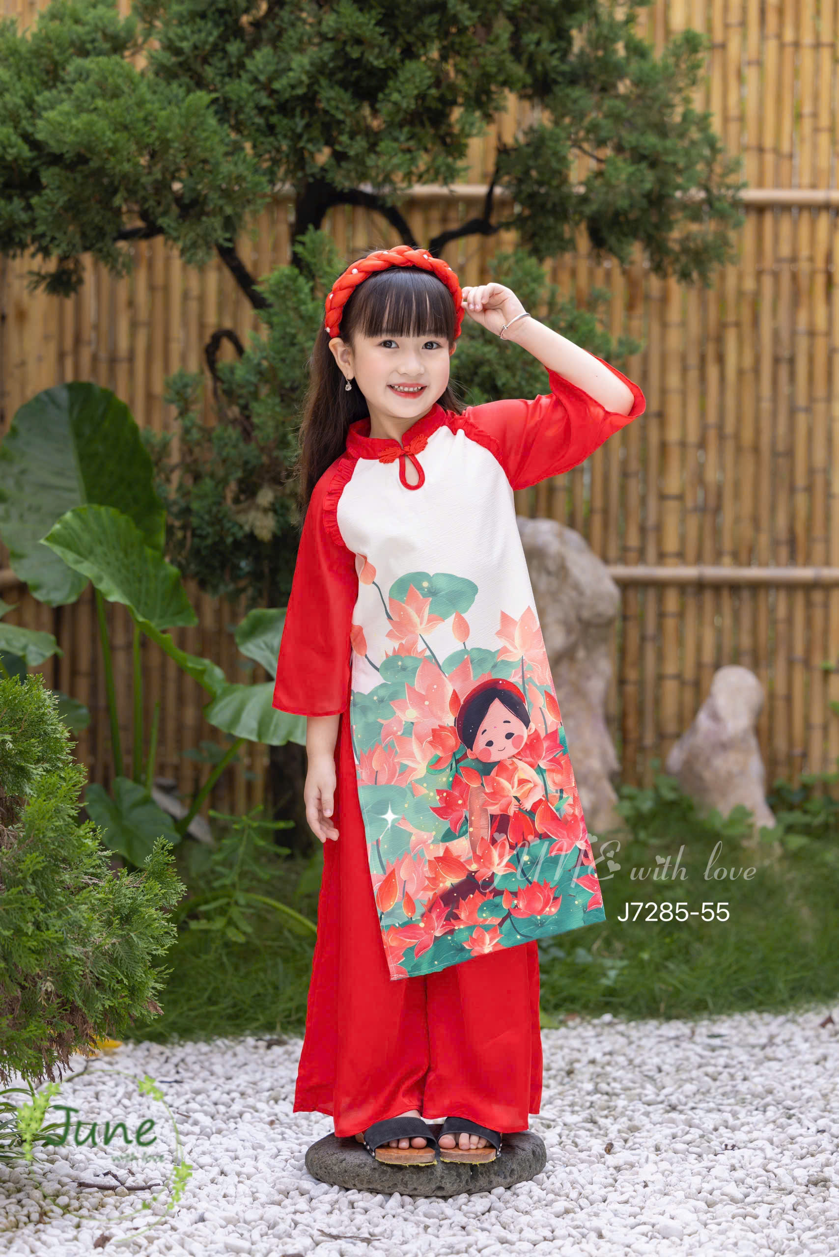 Bộ áo dài tết cho bé gái mẫu hoa mùa xuân xinh xắn diện lễ tết noel giáng sinh năm mới  từ 10-40kg hàng thiết kế cao cấp