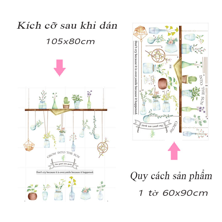 Decal dán tường trang trí phòng khách, quán cafe- Kệ cây- mã sp DLV59