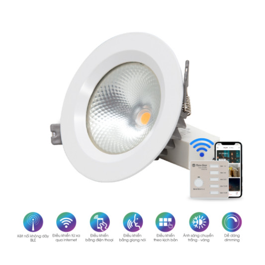 Đèn LED âm trần điều khiển từ xa bằng Bluetooth/Wi-Fi Rạng Đông model AT14.BLE 110/12W