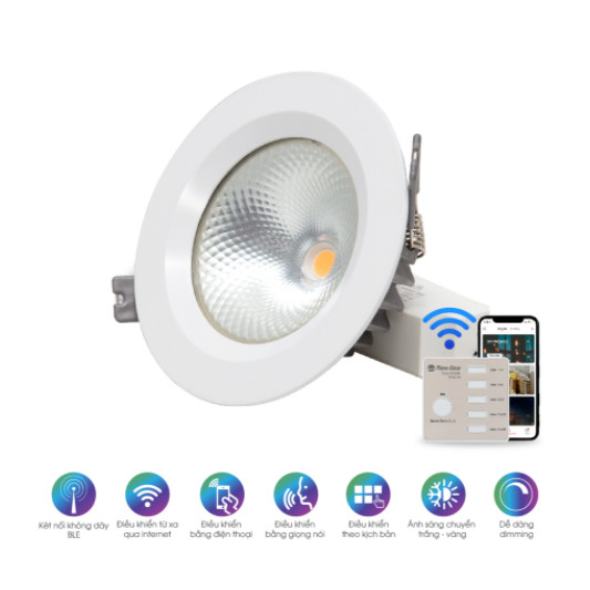 Đèn LED âm trần điều khiển từ xa bằng Bluetooth/Wi-Fi Rạng Đông model AT14.BLE 90/9W