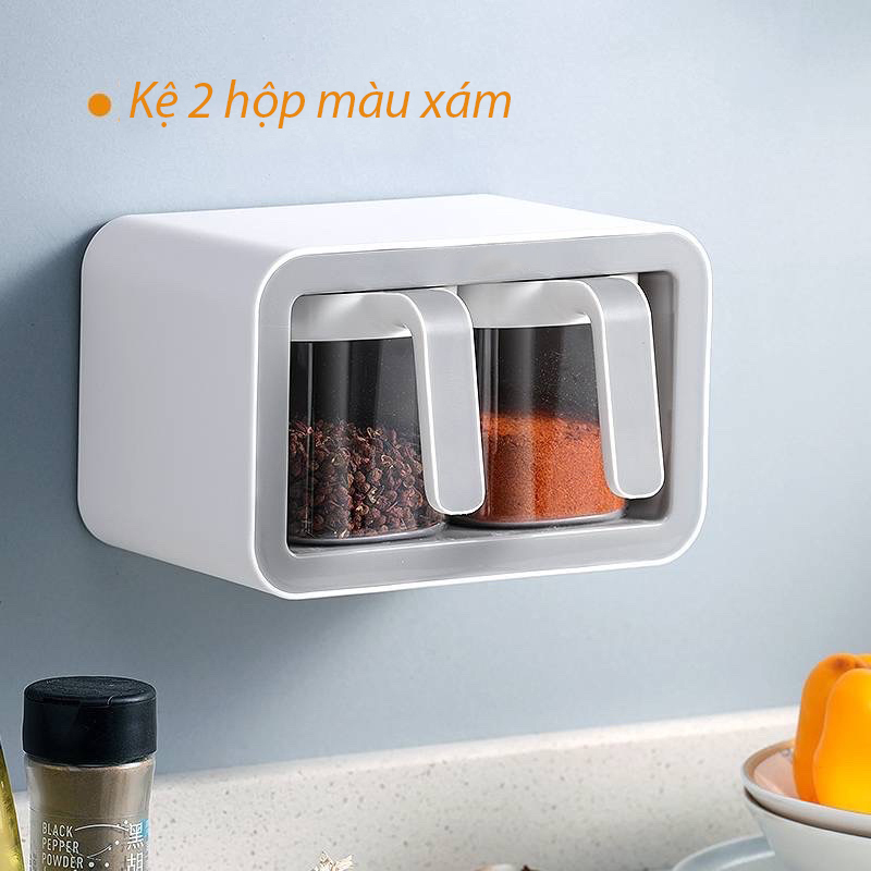 Bộ Đựng Gia Vị Gắn Tường ECOCO - Kèm Thìa - Loại 2 Ngăn & 3 Ngăn - Thiết Kế Thông Minh, Sang Trọng - Giao Màu Ngẫu Nhiên