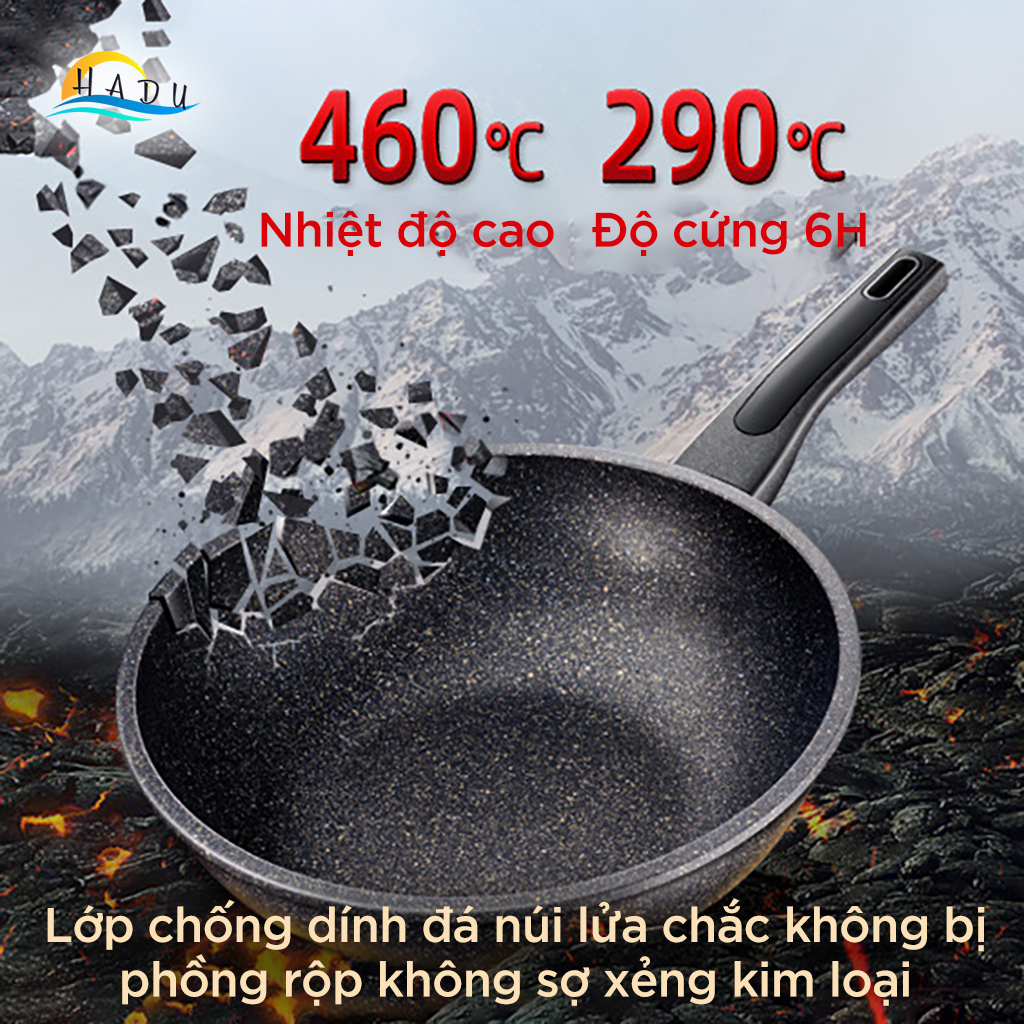 Chảo Đá Chống Dính Bếp Từ Cao Cấp 30cm Núi Lửa Sâu Lòng Có Náp Hợp Kim Nhôm Đạt Chất Lượng Đức SSGP