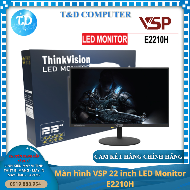 Màn hình máy tính 22inch VSP E2210H (22&quot; FHD, HDMI+VGA 75Hz) - Hàng chính hãng TECH VISION phân phối