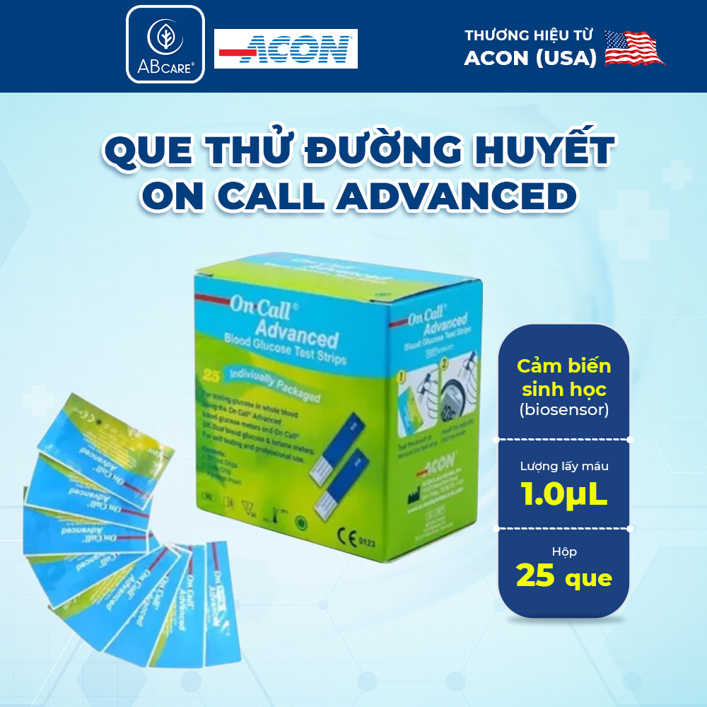 Que thử máy đo đường huyết On-call  Advanced chính hãng (25/hộp)