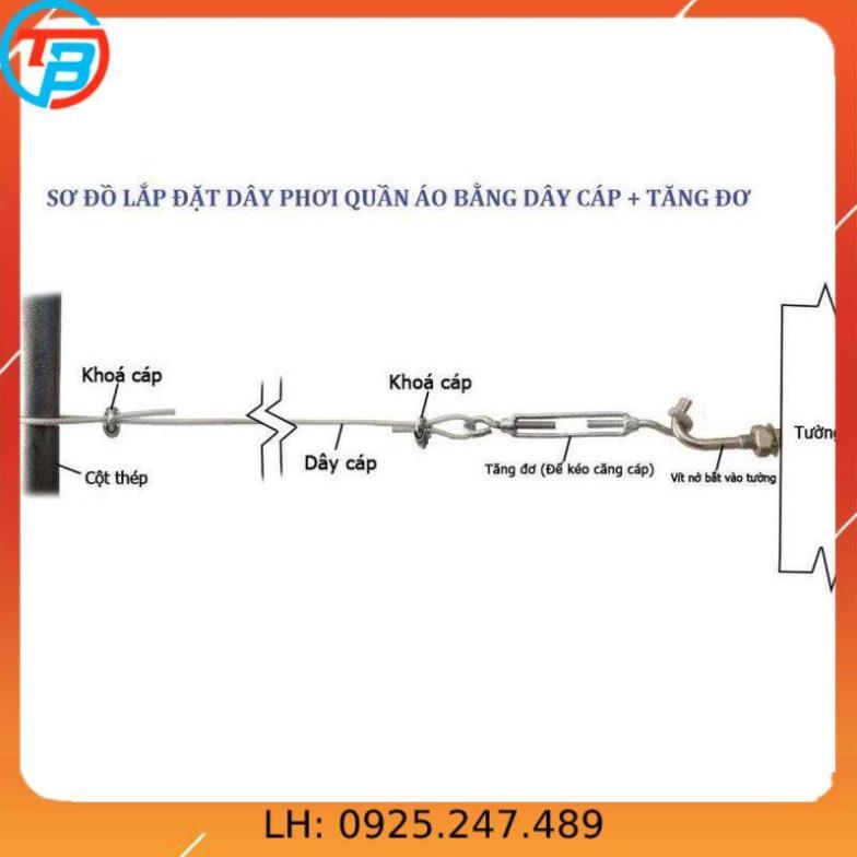 Combo dây phơi cáp lụa bọc nhựa đường kính 4mm